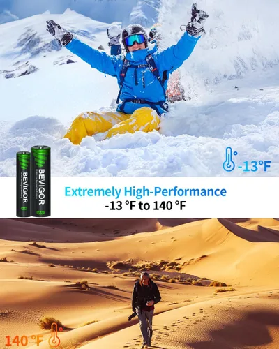 Miniatura 7 de BEVIGOR 16 juegos de pilas recargables AA AAA, alta capacidad 8 paquetes AA 2800mAh y 8 paquetes AAA 1100mAh, pilas de teléfono NiMH de 1.2V de baja