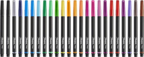 Miniatura 7 de Bolígrafos de punta de fieltro Sharpie, punta fina (0.4mm), surtidos, 24 unidades - Perfectos para diario, arte, dibujo, colorear, escritura, aula