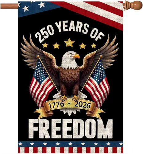 Miniatura 10 de Banderas de jardín con el 250 aniversario de Estados Unidos para exteriores, bandera de Estados Unidos con diseño de águila, decoración patriótica