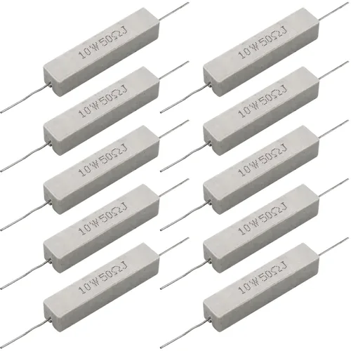 Miniatura 28 de 10 resistencias de cable de plomo axial de 10 W, 0.5 ohmios y 5 % – Resistencias de potencia de cemento cerámico fijas de heridas blancas