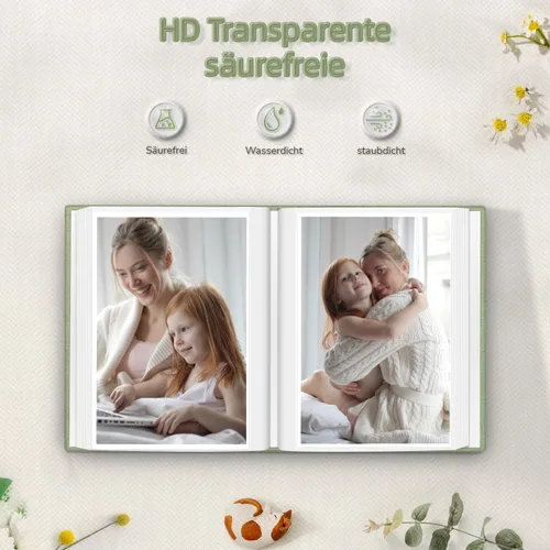 Miniatura 3 de popotop - Álbum de fotos de 4 x 6 pulgadas con 100 fotos, libros de fotos con 100 bolsillos verticales, cubierta de lino, álbumes para fotos Verde
