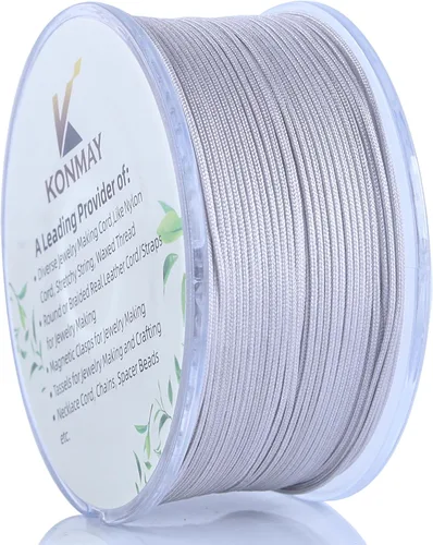 Miniatura 10 de KONMAY - Hilo de nylon negro de 0.6mm con estuche para pulseras, cordón de nailon satinado trenzado de 190 yardas para hacer joyería, encordar