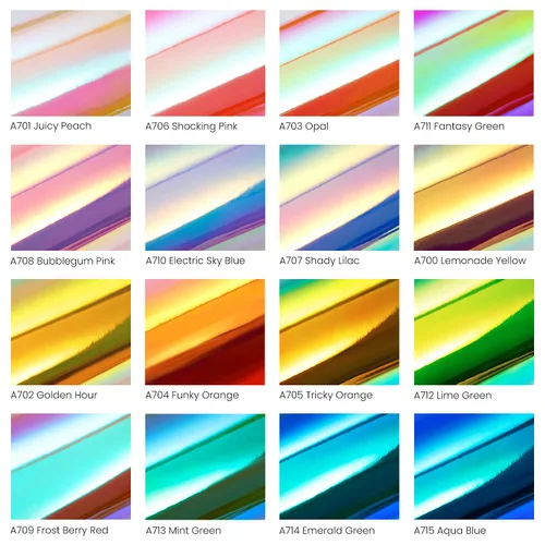 Miniatura 5 de Arteza Vinilo holográfico autoadhesivo, 12 x 12 pulgadas, juego de 16, hojas multicolor de arcoíris y ópalo, fácil de cortar y desmalezar