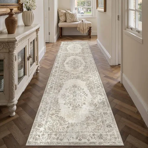 Miniatura 25 de PureCozy - Alfombra de área beige de 8 x 10, lavable, vintage, alfombra para sala de estar, dormitorio, gran alfombra suave retro de pelo bajo