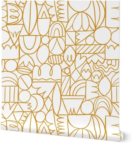 Muestra de papel tapiz extraíble – Círculos amarillos vintage moderno geométrico arte abstracto personalizado pre-pegado papel pintado por