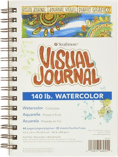 Strathmore 460-55 400 Series Diario visual de acuarela, prensa fría de 140 libras, 5.5 x 8 pulgadas, 22 hojas, blanco