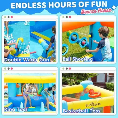 Miniatura 3 de Casa inflable de rebote de tobogán acuático, casa de rebote de tobogán acuático para patio trasero de niños, parque acuático inflable casa hinchable