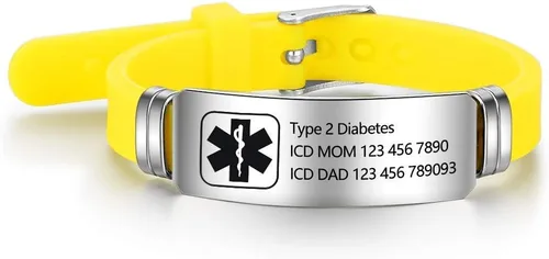 Miniatura 85 de OPALSTOCK Pulseras médicas personalizadas de silicona ajustable para identificación de emergencias, grabado gratuito, 9 pulgadas, resistente al