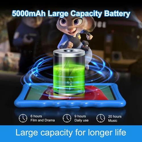 Miniatura 5 de BYYBUO Tableta para niños de 10 pulgadas, Tabletas Android 13 para niños, Tableta Google con 4GB RAM y 32GB ROM (Azul Claro)
