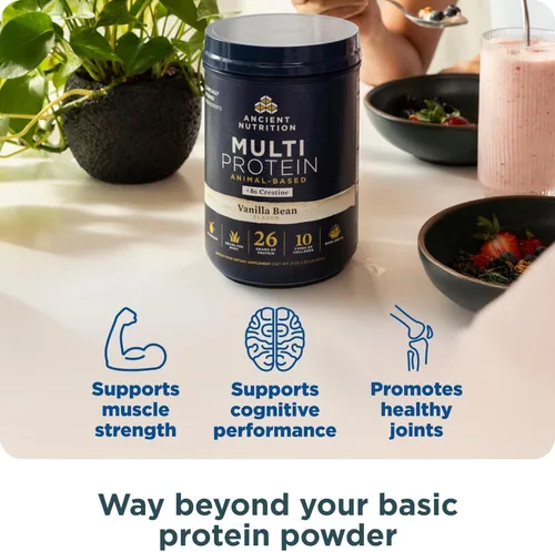 Miniatura 2 de Ancient Nutrition Polvo multiproteico a base de animales + creatina, 0.92 oz de proteína, suero alimentado con hierba, caldo de huesos, péptidos