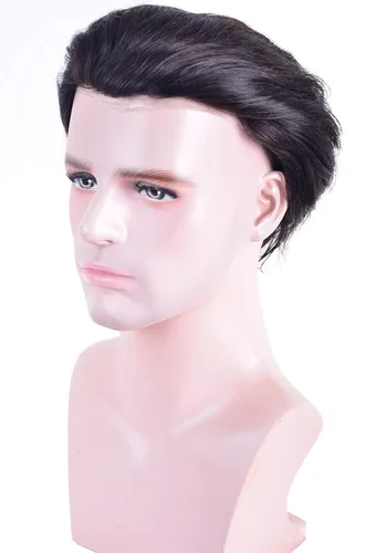 Miniatura 2 de Tupé de cabello humano para hombre, encaje francés con 1.5 pulgadas de poliuretano transparente de 360 grados, 8 x 10 pulgadas, sistema de reemplazo