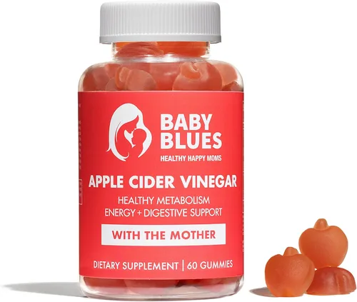 Baby Blues Gomitas posparto de vinagre de sidra de manzana con B6 y B12, veganas, sin OMG, vitaminas posparto, vitaminas posparto para mujeres,