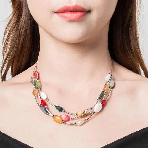 Miniatura 2 de Collar a capas con cristal para mujer, gargantilla con cadena de plata gruesa, regalo de cumpleaños para mujer