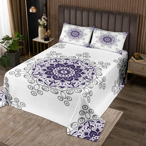 Miniatura 10 de Erosebridal Juego de colcha de mandala rosa tamaño individual para niñas y mujeres, juego de ropa de cama floral hippie juego de colcha estética