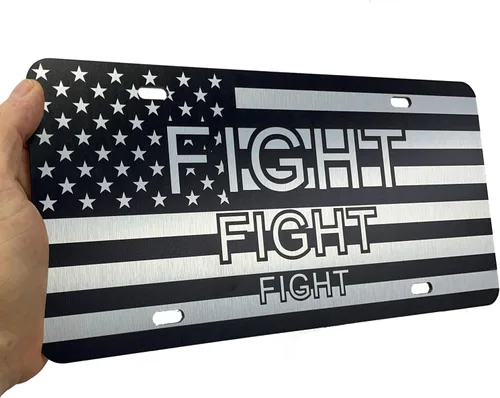 Miniatura 12 de JASS GRAPHIX Placa de matrícula personalizada con la bandera estadounidense de línea amarilla, homenaje personalizado a despachadores y operadores