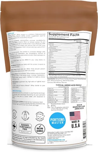 Miniatura 2 de Portions Master Polvo de proteína de suero CFM 100% procesado en frío. Totalmente natural de digestión rápida endulzado con stevia