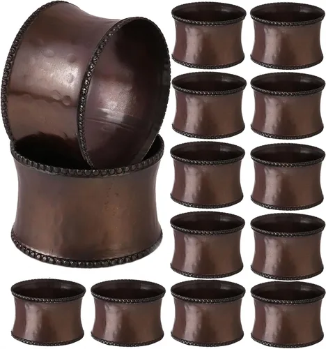 Miniatura 15 de Juego de 12 servilleteros decorativos de metal, modernos servilleteros martillados para decoración de fiestas, mesa de comedor, todos los días