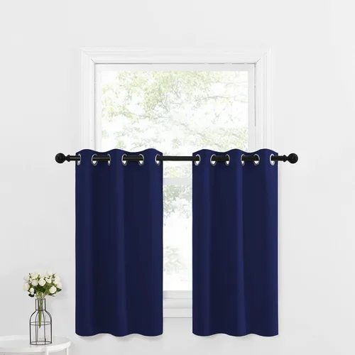Miniatura 50 de NICETOWN Cortinas opacas de cocina para ventana sobre el fregadero, aislamiento térmico, decoración del hogar, pequeños niveles opacos con ojales