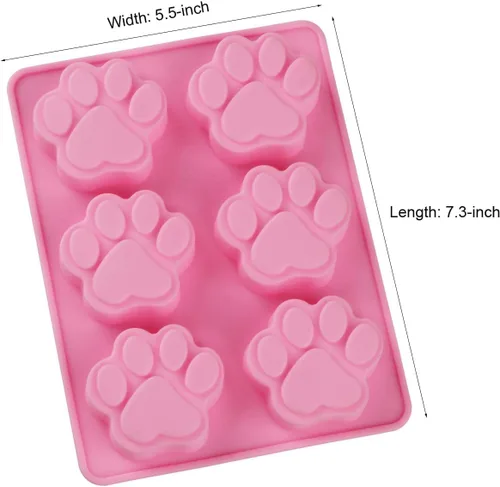 Miniatura 2 de Molde de silicona en forma de pata de perro para cachorros, gatos, 2 unidades, 6 cavidades, molde de silicona para chocolate, bandeja para cubitos