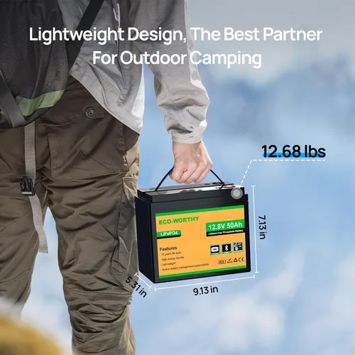 Miniatura 8 de ECO-WORTHY Batería de litio LiFePO4 de 12V 50Ah con interfaz XT60, Bluetooth 5.0, protección a baja temperatura, se conecta al inversor de energía