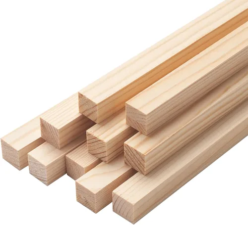 Miniatura 15 de Tacos de madera para manualidades de 1/2 x 6 pulgadas, 20 varillas cuadradas de madera, palos de madera sin terminar, pequeñas tiras de madera