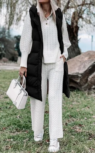 Miniatura 5 de LEANI Chaleco largo acolchado con cremallera completa para mujer, abrigo sin mangas con bolsillos