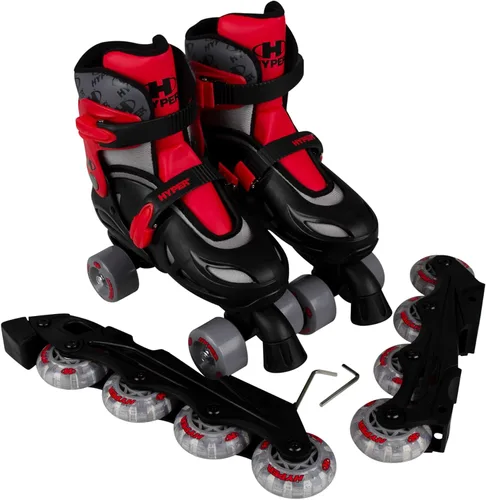 Miniatura 6 de Hyper Youth Boys - Patines ajustables 2 en 1 para niños, rojo/gris, se convierten entre en línea y cuádruple para una diversión versátil, ajuste