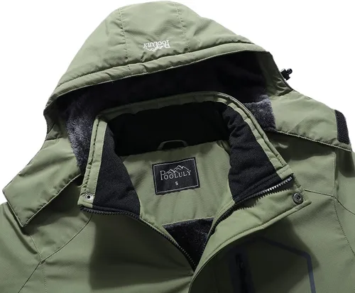 Miniatura 5 de Pooluly - Chaqueta impermeable de invierno, esquí, snowboard, para hombre, con capucha, rompevientos.