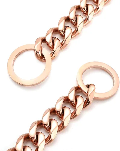 Miniatura 2 de Collares de cadena de oro rosa para perros grandes, medianos y pequeños, ancho de 0.59/0.79/0.79 pulgadas, collares de metal de acero inoxidable, a