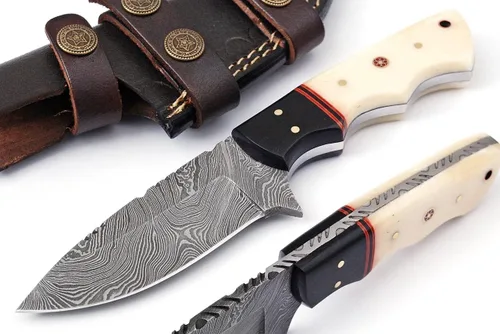 Miniatura 17 de Cuchillos de Damasco Hechos a Mano Personalizados de Acero de Damasco Cuchillo de Caza para Desollar, Camping, Exterior - Cuchillos de Caza de Hoja