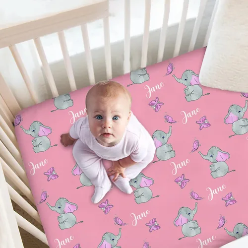 Miniatura 5 de Sábana bajera personalizada para cuna de bebé con nombre náutico – Ropa de cama ajustable azul marino personalizada para niños y niñas, paquete