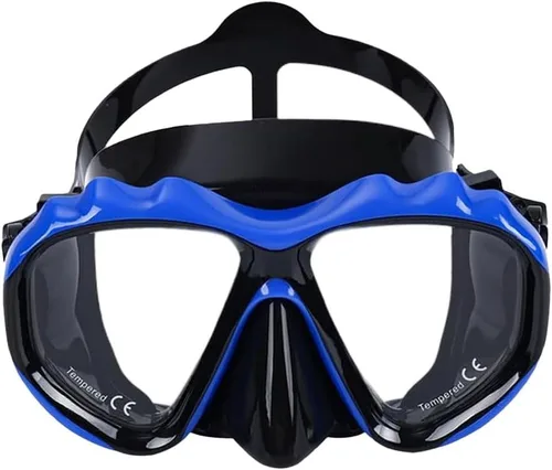Miniatura 3 de +2.0 a +5.0 Hipermetropía Máscara de Buceo Hipermetropía con Lentes de Vidrio Templado, Equipo para Hombres Mujeres (Azul, +4.0 con Snorkel)