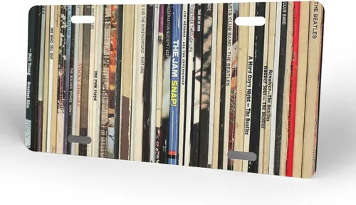 Miniatura 2 de Placa de matrícula delantera de vinilo de rock clásico, placas de matrícula decorativas de aluminio, placa de metal divertida para el coche, Verde