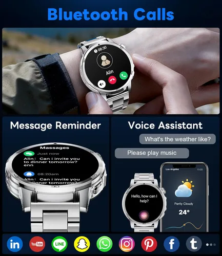 Miniatura 2 de Reloj inteligente militar para hombre, responder/hacer llamadas, reloj inteligente resistente HD de 1.85 pulgadas con batería de 1000 mAh, linterna