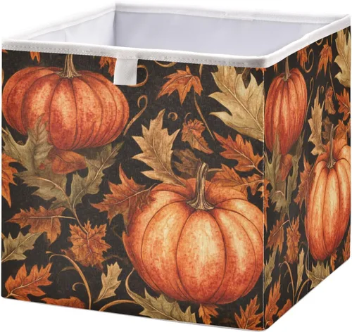 Miniatura 52 de Bolaz Organizadores de armario con hojas de otoño, conos de pino, cubos de almacenamiento, cestas para estantes para el hogar, habitación, oficina