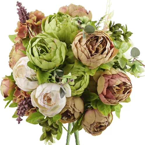 Miniatura 29 de FiveSeasonStuff - Peonías y hortensias artificiales de seda, ideal para decoración de bodas, novias, hogar, decoración de centro de mesa (2 ramos).