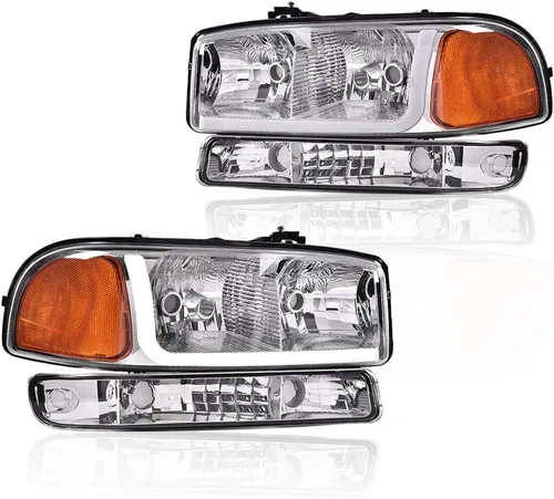 CNNELL Faros delanteros LED compatibles con GMC 1999-2007 Sierra 1500/Yukon, 2001-2007 Sierra 1500 HD/2500 HD/3500 con lámparas de señal de