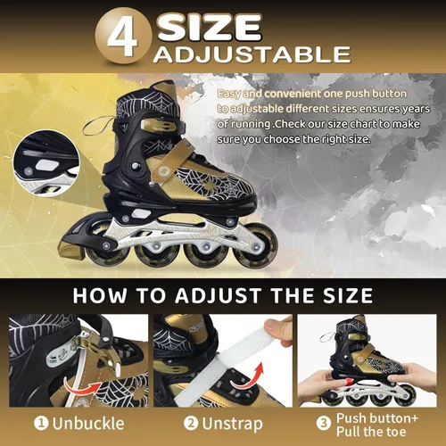 Miniatura 3 de Nattork Patines en línea ajustables para niños con ruedas de poliuretano flash, divertidos patines en línea con ruedas iluminadas, para edades de 4