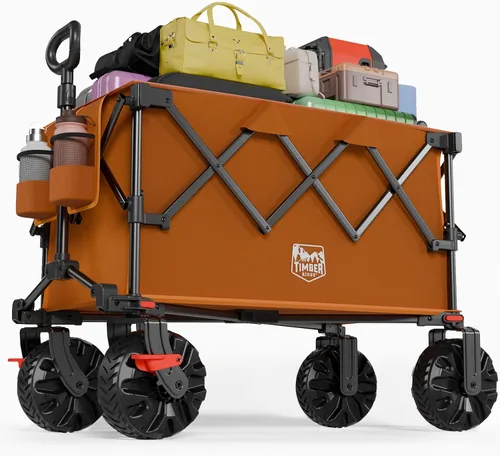 Miniatura 11 de Timber Ridge Vagón Plegable para Exteriores con Frenos Carrito Utilitario Plegable de Servicio Pesado Ruedas para Todo Terreno para Compras Camping
