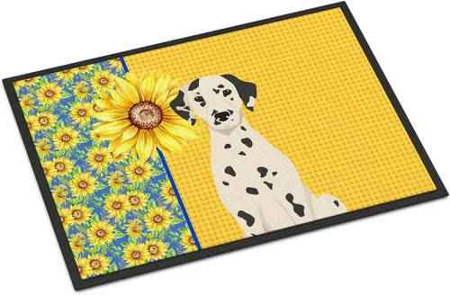 Miniatura 124 de Caroline's Treasures WDK5313MAT Airedale Terrier - Tapete para puerta delantera de 18 x 27 pulgadas, diseño de girasoles de verano, para entrada