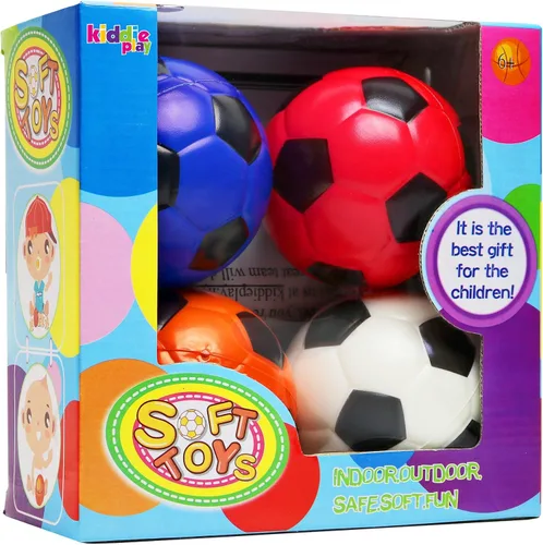 Miniatura 5 de Kiddie Play Juego de 4 pelotas para niños pequeños Pelota de fútbol suave de 4 pulgadas para niños