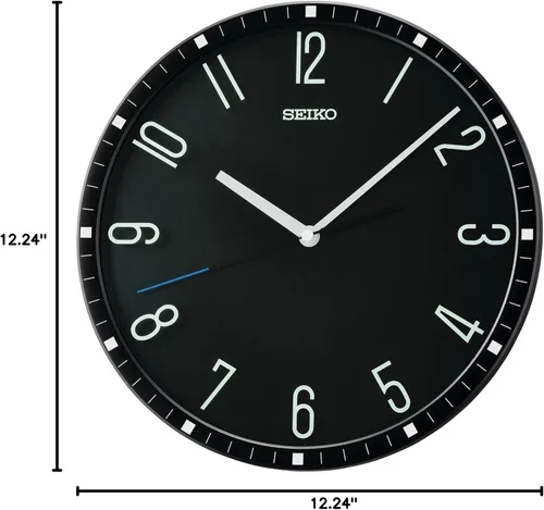Miniatura 7 de SEIKO QXA818KRH Reloj de pared con estampado de vidrio sin tictac, negro, 12 pulgadas