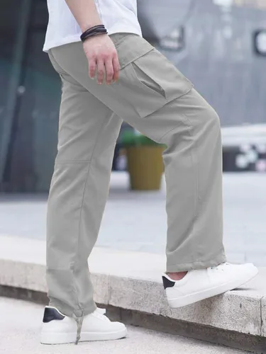 Miniatura 6 de HUNGSON Pantalones cargo casuales para hombre, pantalones de senderismo, pantalones atléticos, de algodón, holgados, rectos, para hombre