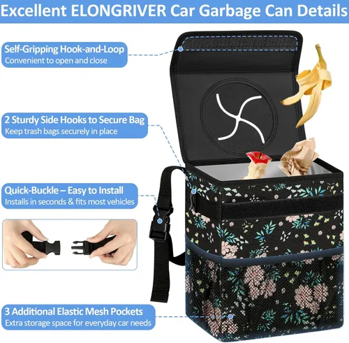 Miniatura 4 de ELONGRIVER - Basurero para asiento trasero o delantero de automóvil, a prueba de fugas, bolsa de basura para vehículos utilitarios deportivos