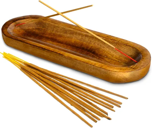 Miniatura 9 de Soporte de incienso tallado a mano, quemador de incienso, colector de cenizas, bandeja de madera hecha a mano, regalo moderno para decoración