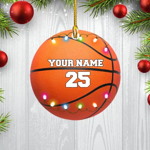 Miniatura 3 de Adorno de baloncesto, adorno de acrílico plano con forma de pelota de baloncesto, adorno de Navidad de baloncesto, regalos para jugadores