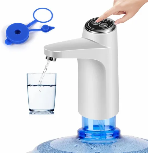 Dispensador de agua para botella de 5 galones, bomba de agua eléctrica de 5 galones, bomba de agua recargable USB-C para jarra de 3 galones, color