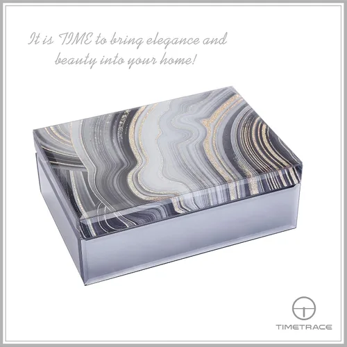 Miniatura 8 de Timetrace Joyero grande de cristal, caja decorativa, caja de recuerdo, decoración de mármol, organizador de joyas, decoración glamorosa