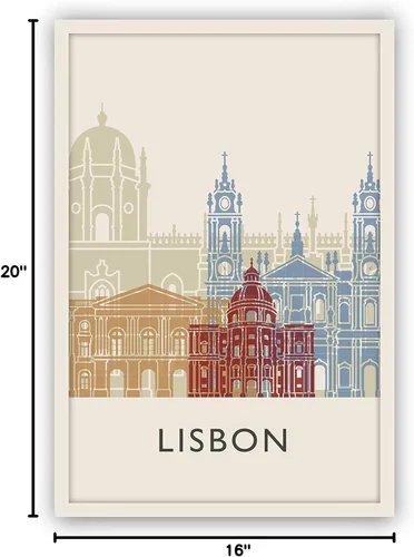 Miniatura 8 de Póster de ilustración de Lisboa, póster de horizonte de Lisboa Portugal, impresión de paisaje urbano y monumento, arte de pared para el hogar