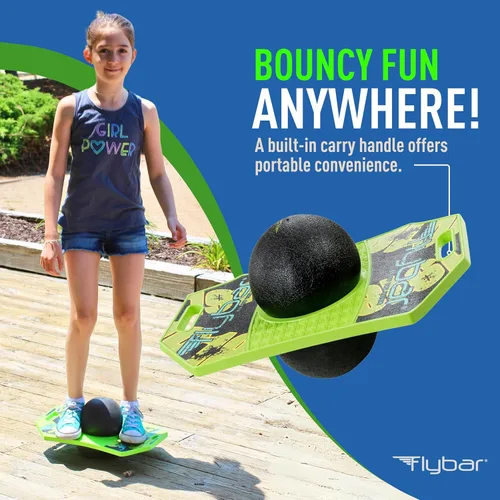 Miniatura 5 de Flybar Pogo - Pelota de truco para niños, tabla de rebote de equilibrio con cubierta antideslizante, bomba incluida, juguetes para interiores